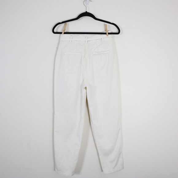 Free People Size 2 High-Waisted ‘90s Peg Pants Ivory Tie Waist Tapered Leg - Picture 9 of 12